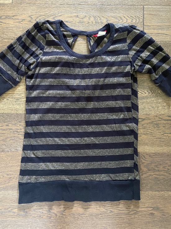 UNIONBAY Tops - EUC: Vintage Y2K Union Bay Black & Shimmering Gold Striped Top w/ Keyhole Back M